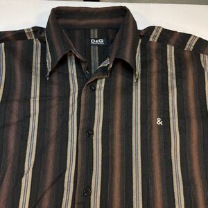 DOLCE AND GABBANA D&G  Stretch Button Up Shirt Sz Mens L Made In Italy Luxury